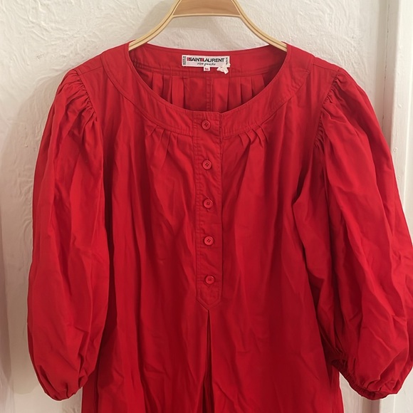 SAINT LAURENT RIVE GAUCHE Women's Vintage Mini Dress Size 4 In Red - Picture 2 of 8